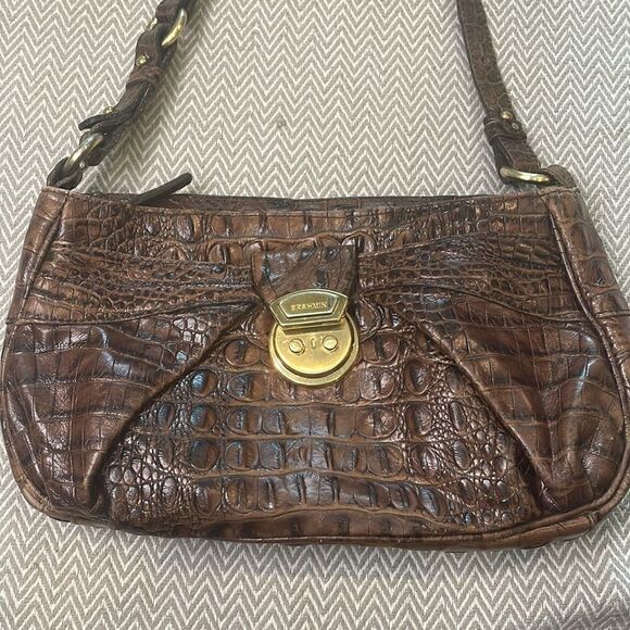 Brahmin Brown Leather Croc Small Shoulder Purse - Picture 2 of 10